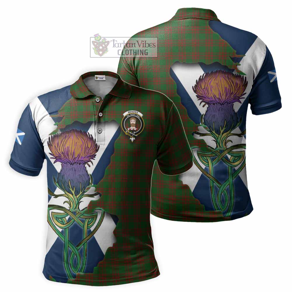 Menzies Tartan Family Crest Polo Shirt Scottish Thistle Celtic Inspired - Tartan Vibes Clothing