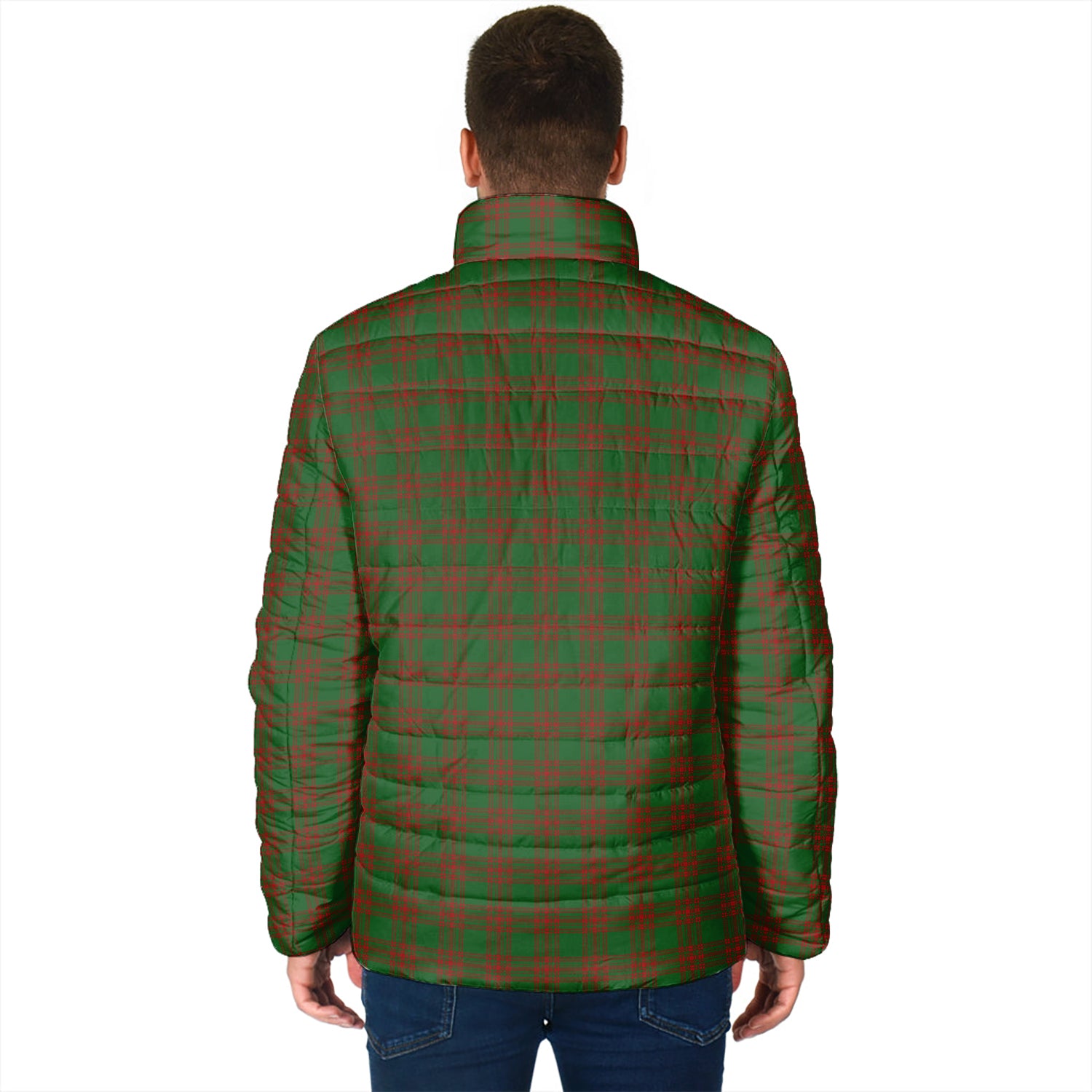 Menzies Tartan Padded Jacket with Family Crest - Tartanvibesclothing