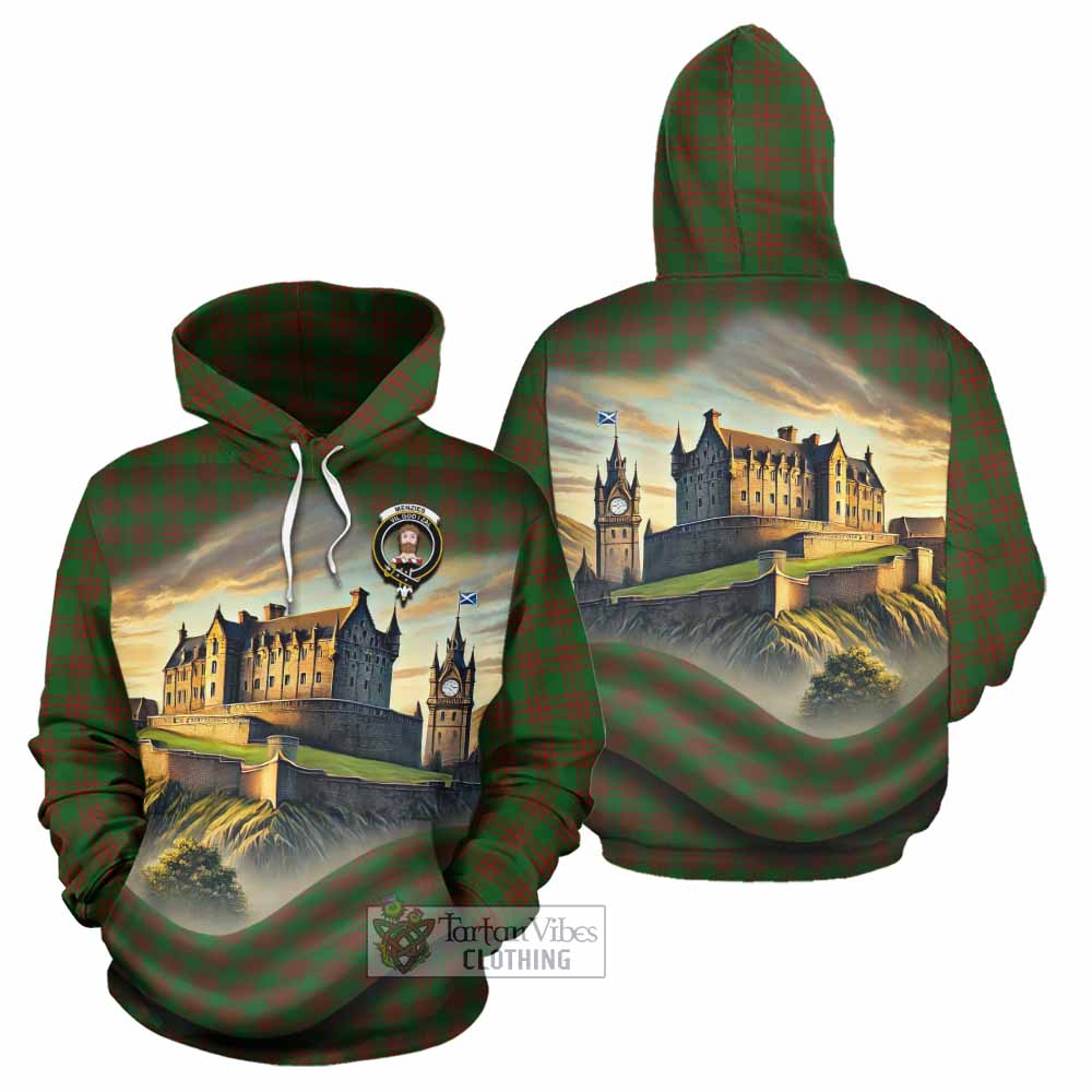 Menzies Tartan Family Crest Hoodie with Scottish Ancient Castle Style - Tartan Vibes Clothing