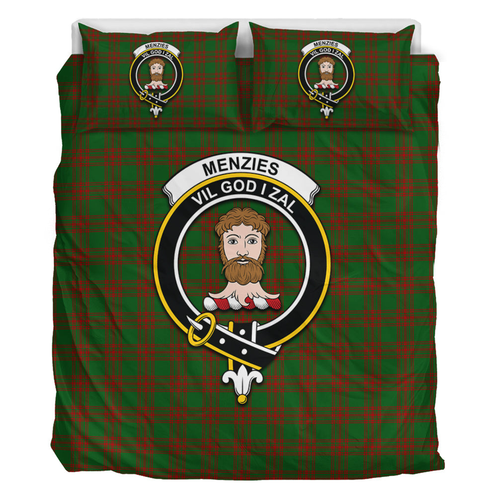 Menzies Tartan Bedding Set with Family Crest - Tartan Vibes Clothing