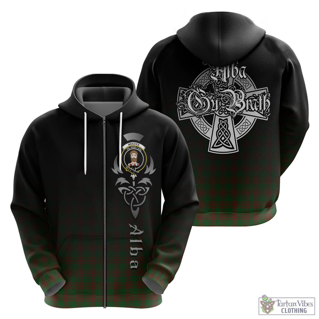 Menzies Tartan Hoodie Featuring Alba Gu Brath Family Crest Celtic Inspired - Tartan Vibes Clothing