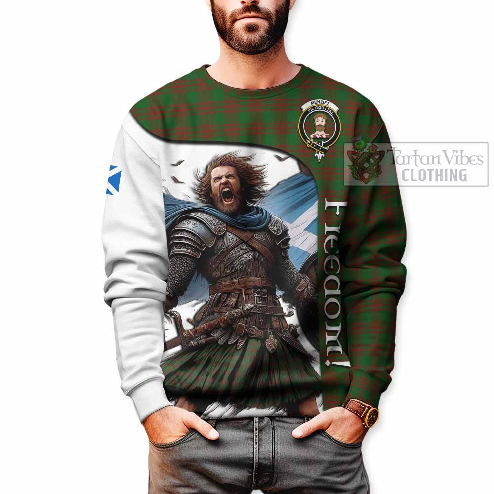 Tartan Vibes Clothing Menzies Crest Tartan Sweatshirt Inspired by the Freedom of Scottish Warrior