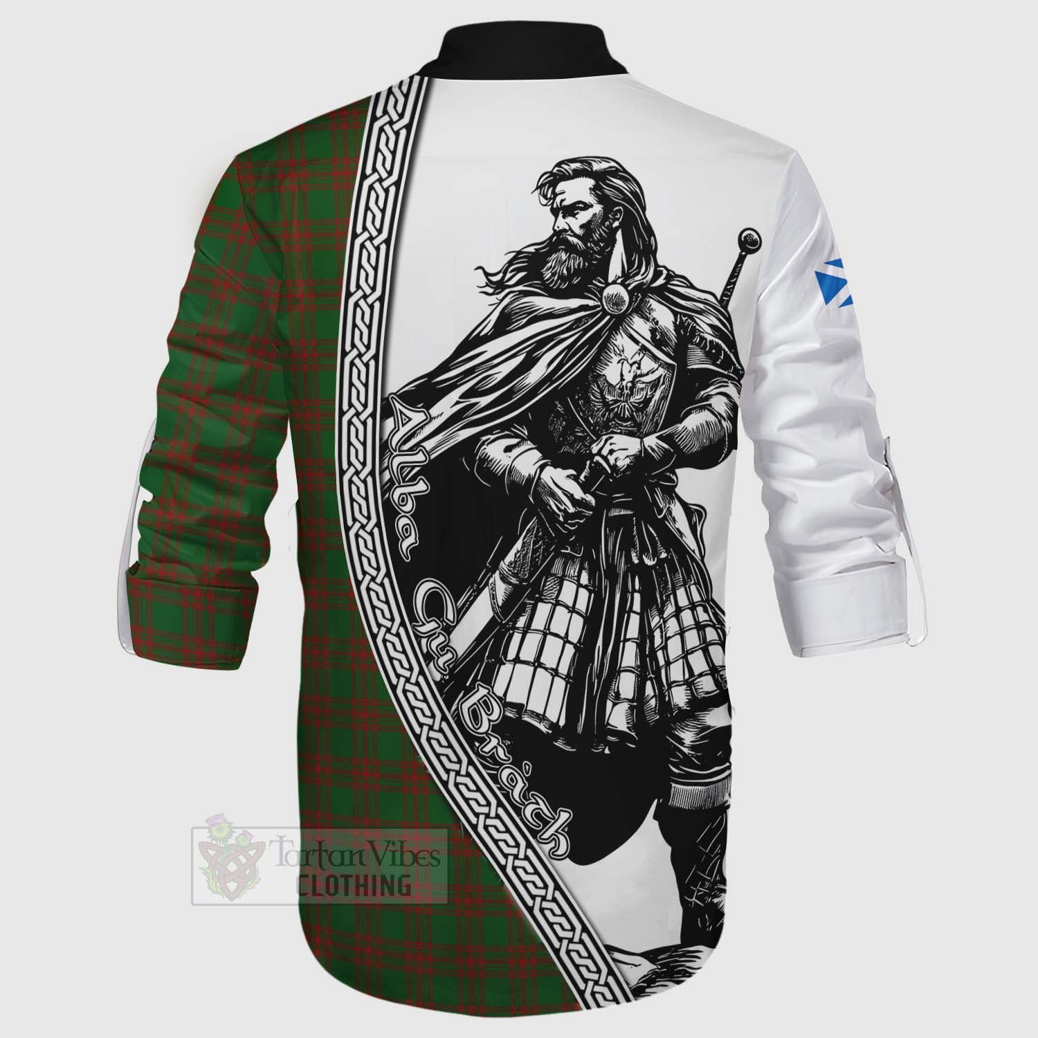 Menzies Tartan Clan Crest Ghillie Kilt Shirt with Highlander Warrior Celtic Style - Tartan Vibes Clothing
