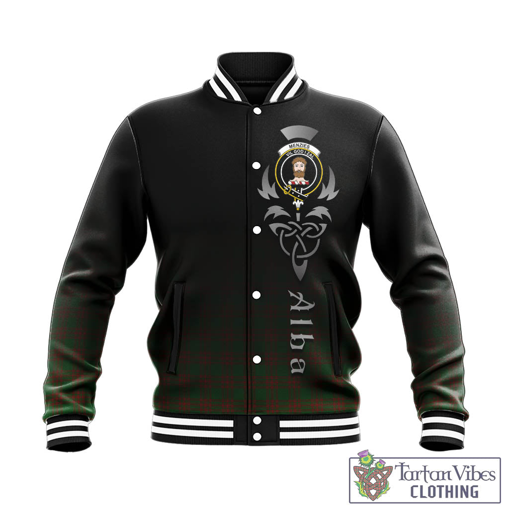 Menzies Tartan Baseball Jacket Featuring Alba Gu Brath Family Crest Celtic Inspired - Tartan Vibes Clothing