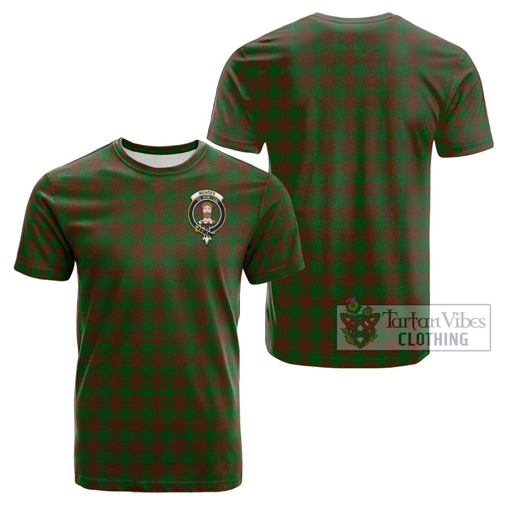 Menzies Tartan Cotton T-Shirt with Family Crest - Tartan Vibes Clothing