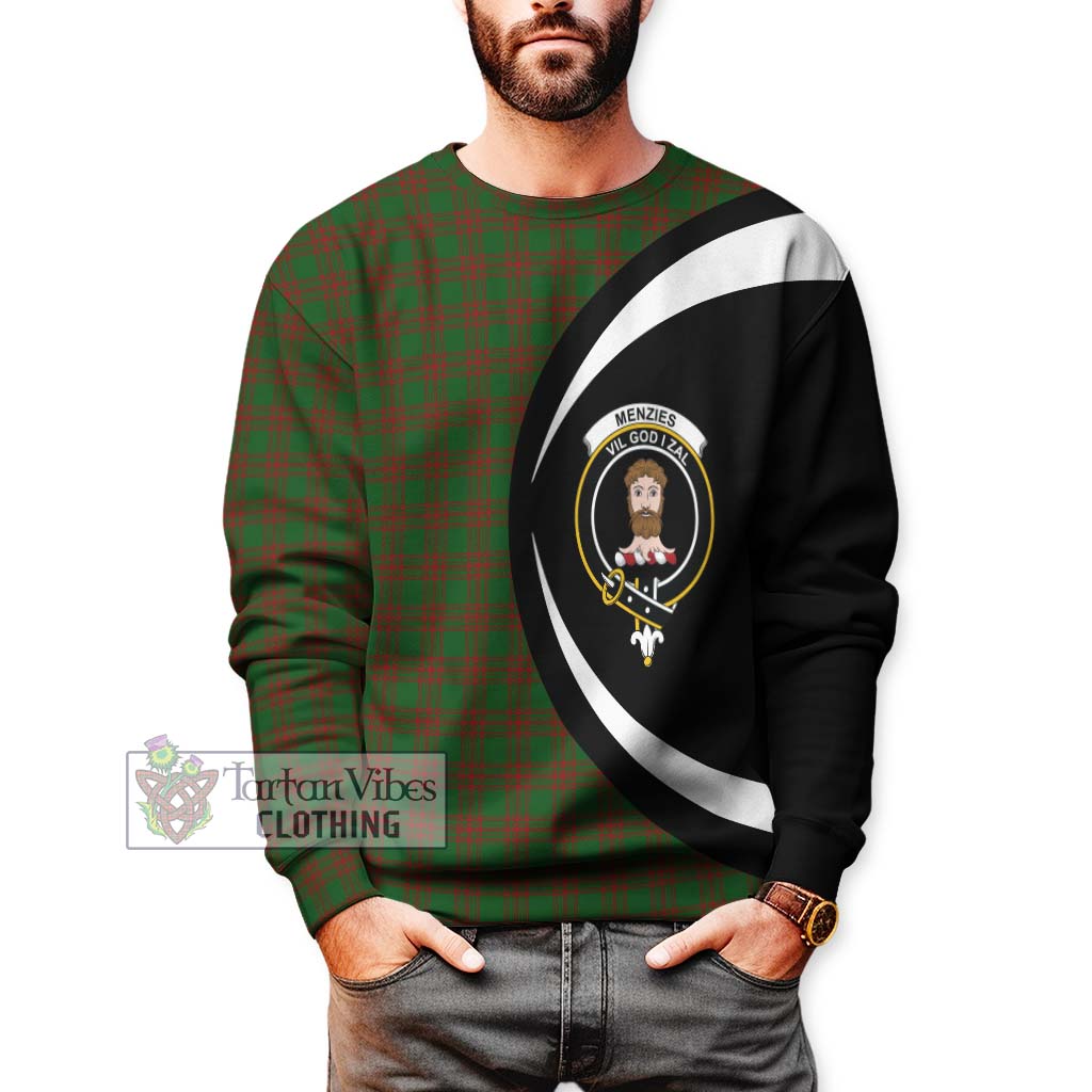 Menzies Tartan Sweatshirt with Family Crest Circle Style - Tartan Vibes Clothing
