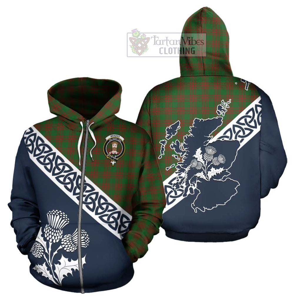Menzies Tartan Hoodie Featuring Thistle and Scotland Map - Tartan Vibes Clothing