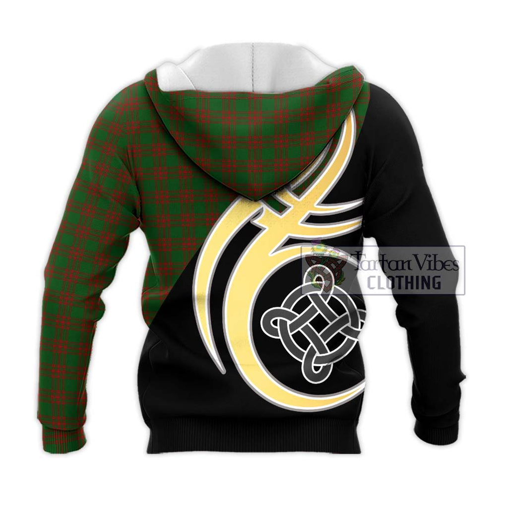 Menzies Tartan Knitted Hoodie with Family Crest and Celtic Symbol Style - Tartan Vibes Clothing