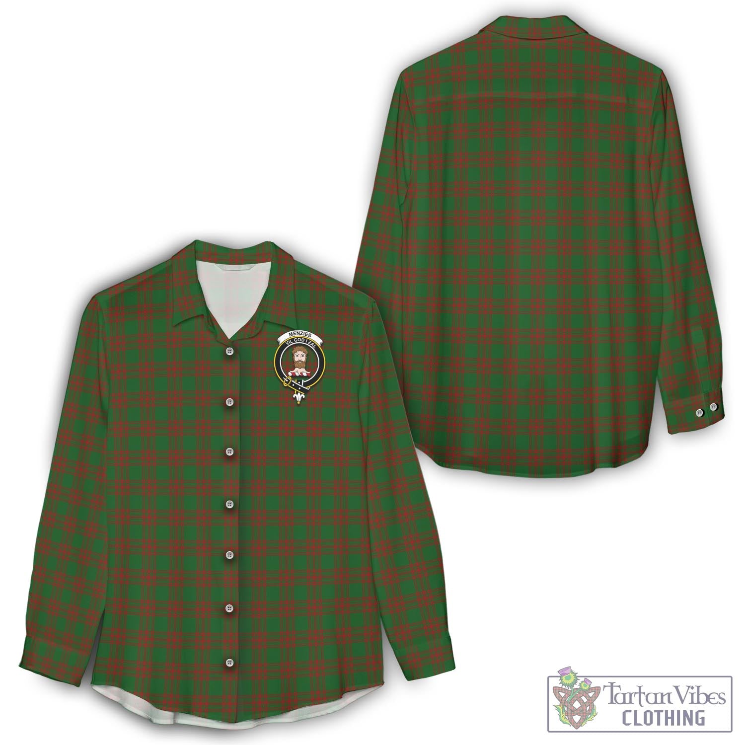 Menzies Tartan Women's Casual Shirt with Family Crest - Tartan Vibes Clothing