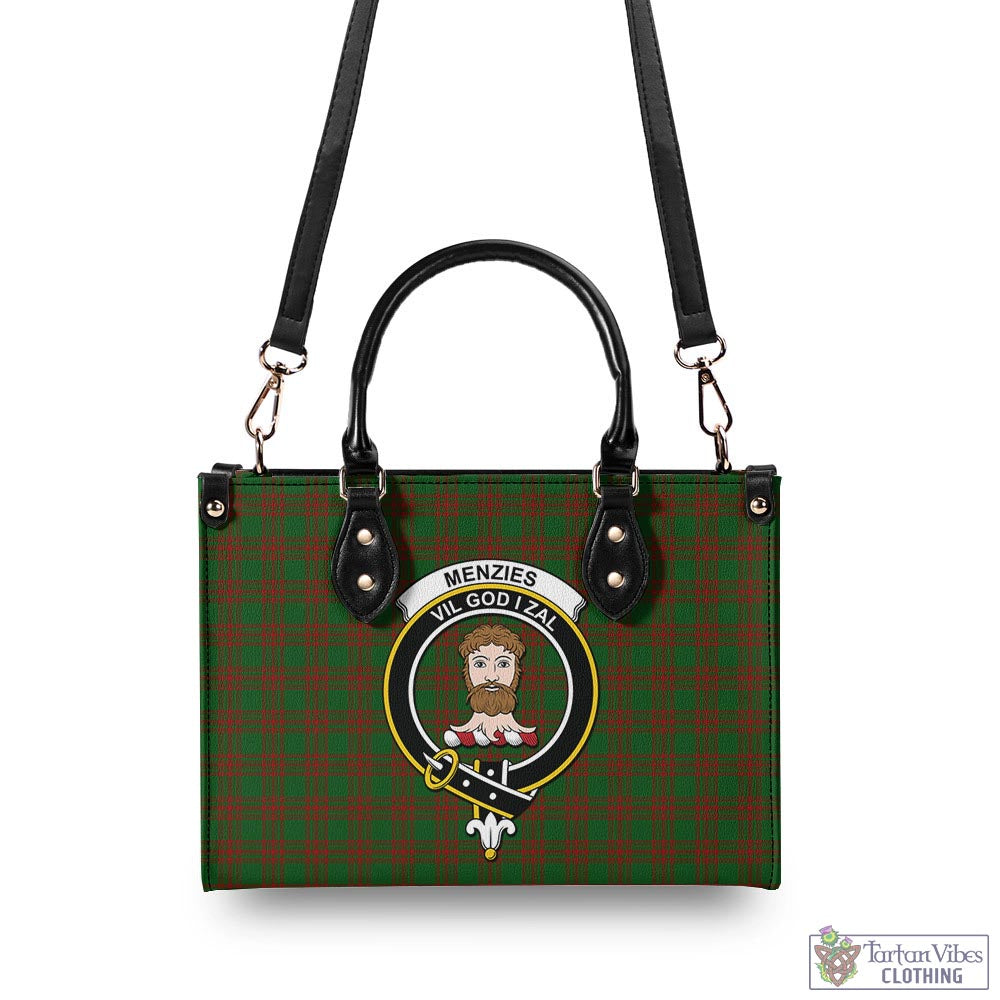 Tartan Vibes Clothing Menzies Tartan Luxury Leather Handbags with Family Crest
