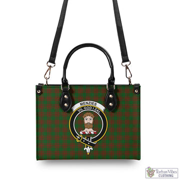 Menzies Tartan Luxury Leather Handbags with Family Crest - Tartan Vibes Clothing
