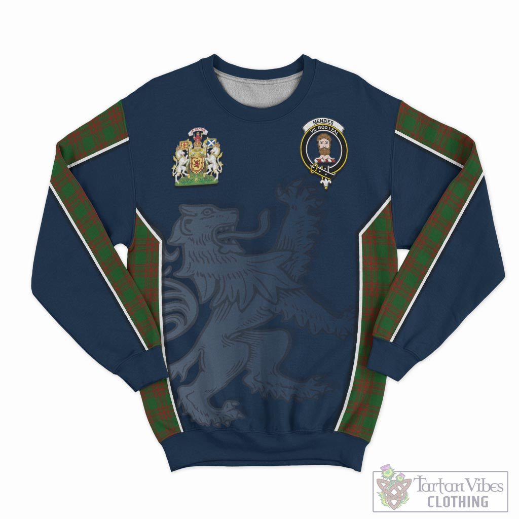 Tartan Vibes Clothing Menzies Tartan Sweater with Family Crest and Lion Rampant Vibes Sport Style