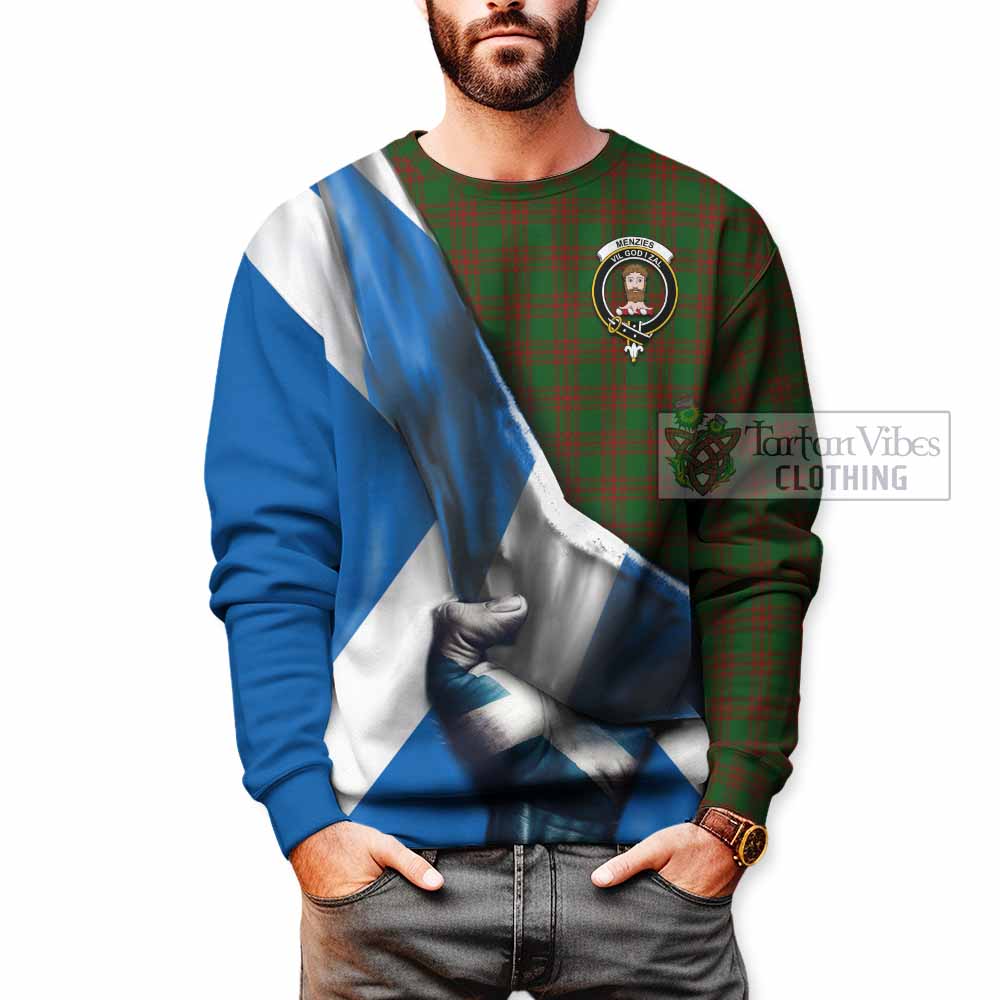 Menzies Tartan Sweatshirt with Family Crest Scotland Patriotic Style - Tartan Vibes Clothing