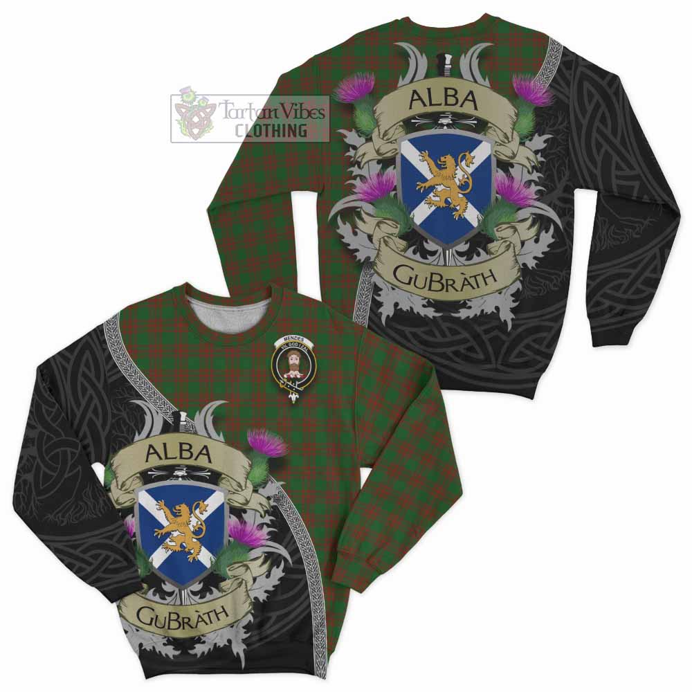 Menzies Tartan Family Crest Sweatshirt Lion Rampant Royal Thistle Shield Celtic Inspired - Tartan Vibes Clothing