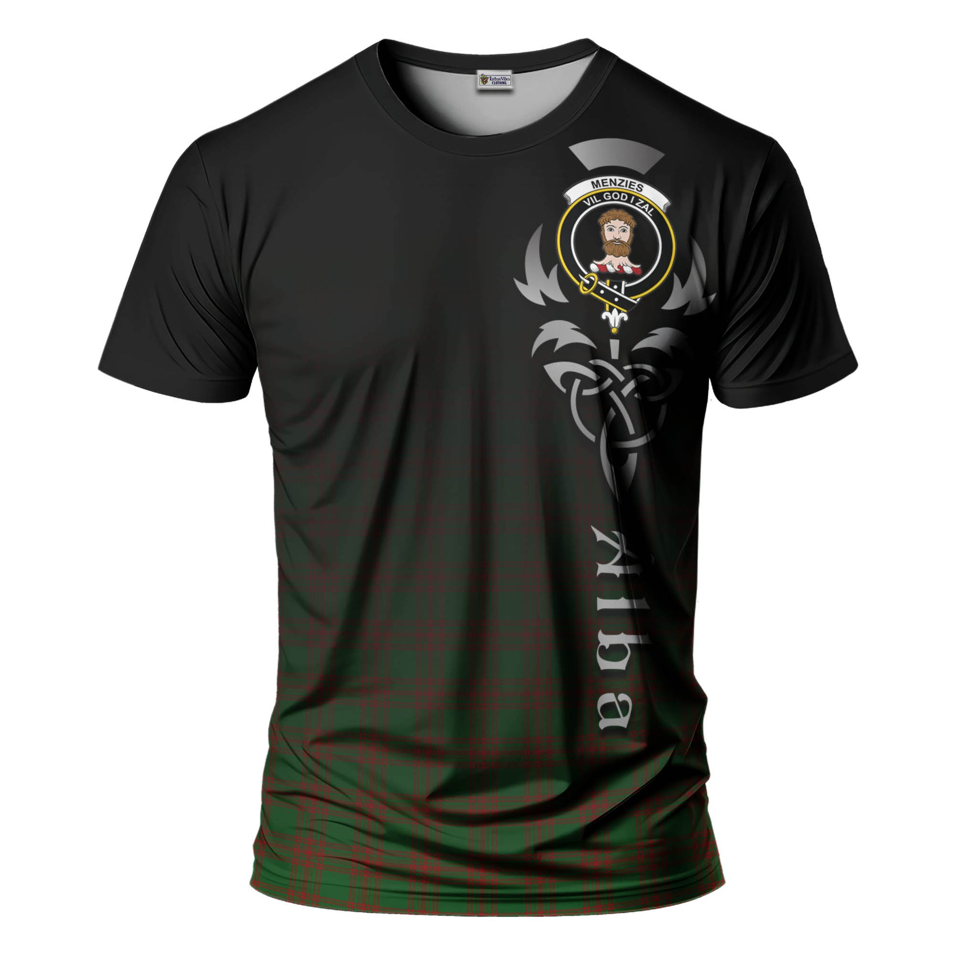 Menzies Tartan T-Shirt Featuring Alba Gu Brath Family Crest Celtic Inspired - Tartan Vibes Clothing