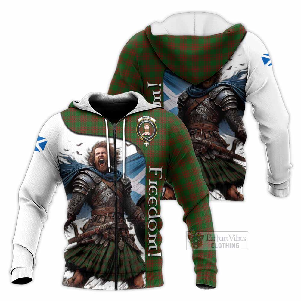 Tartan Vibes Clothing Menzies Crest Tartan Knitted Hoodie Inspired by the Freedom of Scottish Warrior