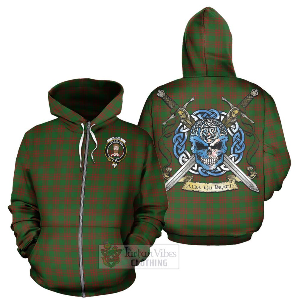 Menzies Tartan Hoodie with Family Crest Celtic Skull Style - Tartan Vibes Clothing