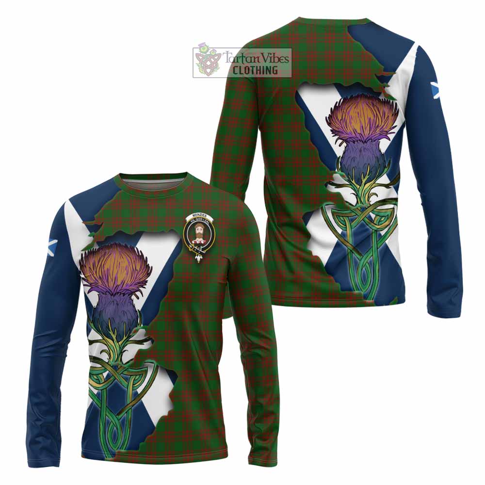 Menzies Tartan Family Crest Long Sleeve T-Shirt Scottish Thistle Celtic Inspired - Tartan Vibes Clothing