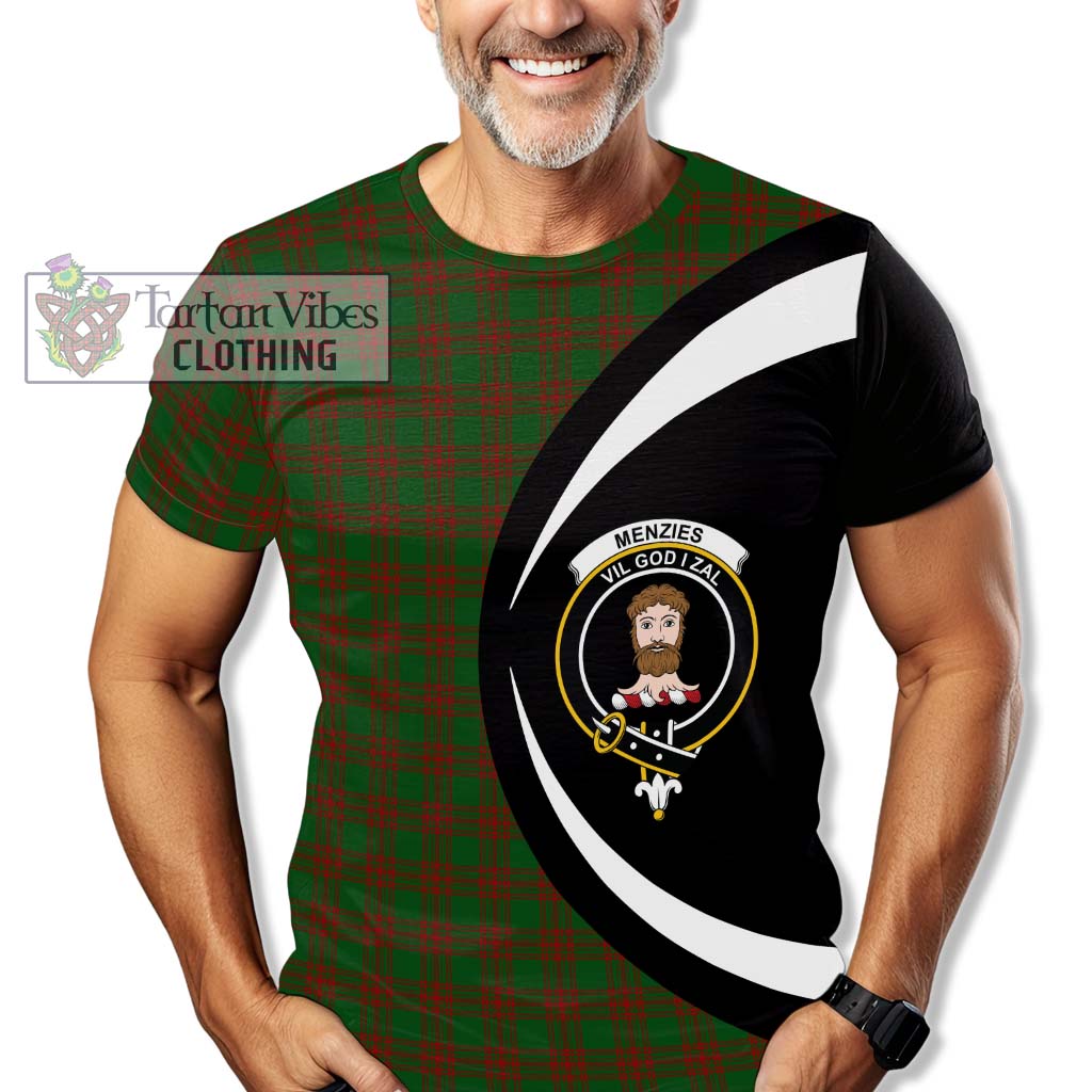 Menzies Tartan T-Shirt with Family Crest Circle Style - Tartan Vibes Clothing