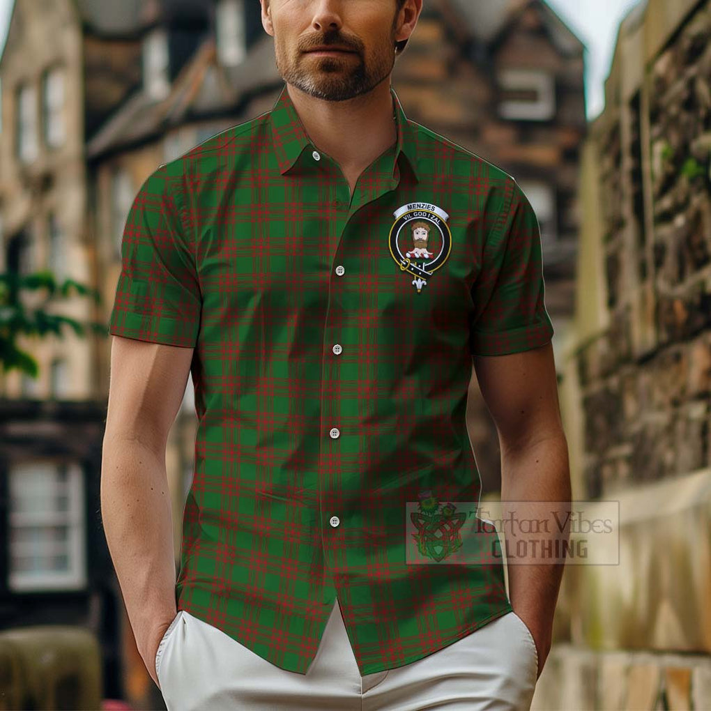 Menzies Tartan Hawaiian Shirt with Family Crest Celtic Skull Style - Tartan Vibes Clothing
