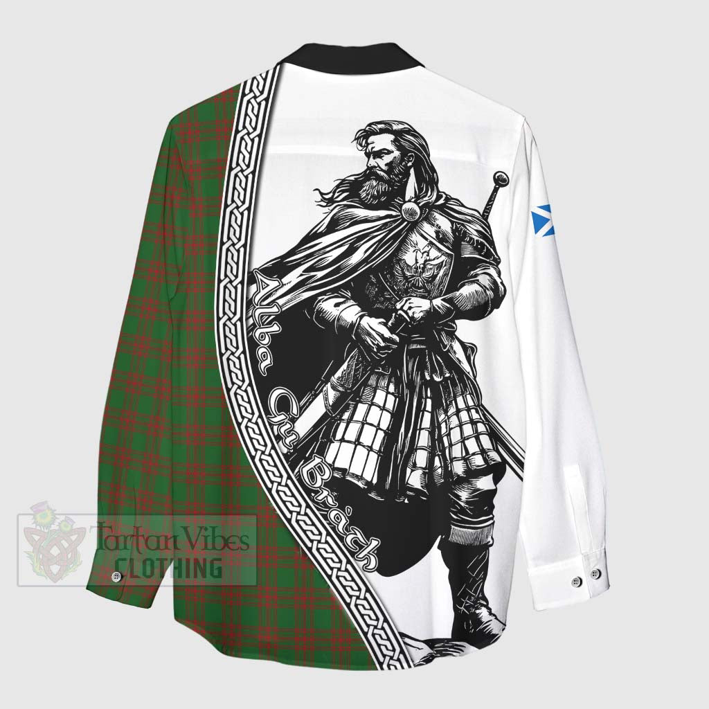 Menzies Tartan Clan Crest Women's Casual Shirt with Highlander Warrior Celtic Style - Tartan Vibes Clothing