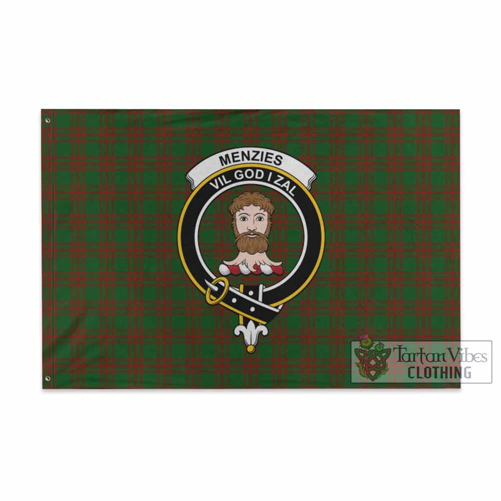 Tartan Vibes Clothing Menzies Tartan House Flag with Family Crest