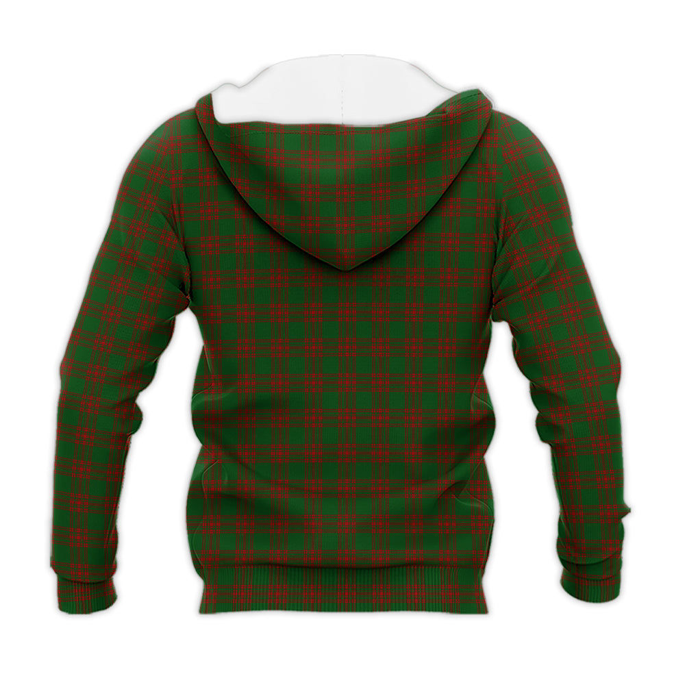 Menzies Tartan Knitted Hoodie with Family Crest - Tartan Vibes Clothing