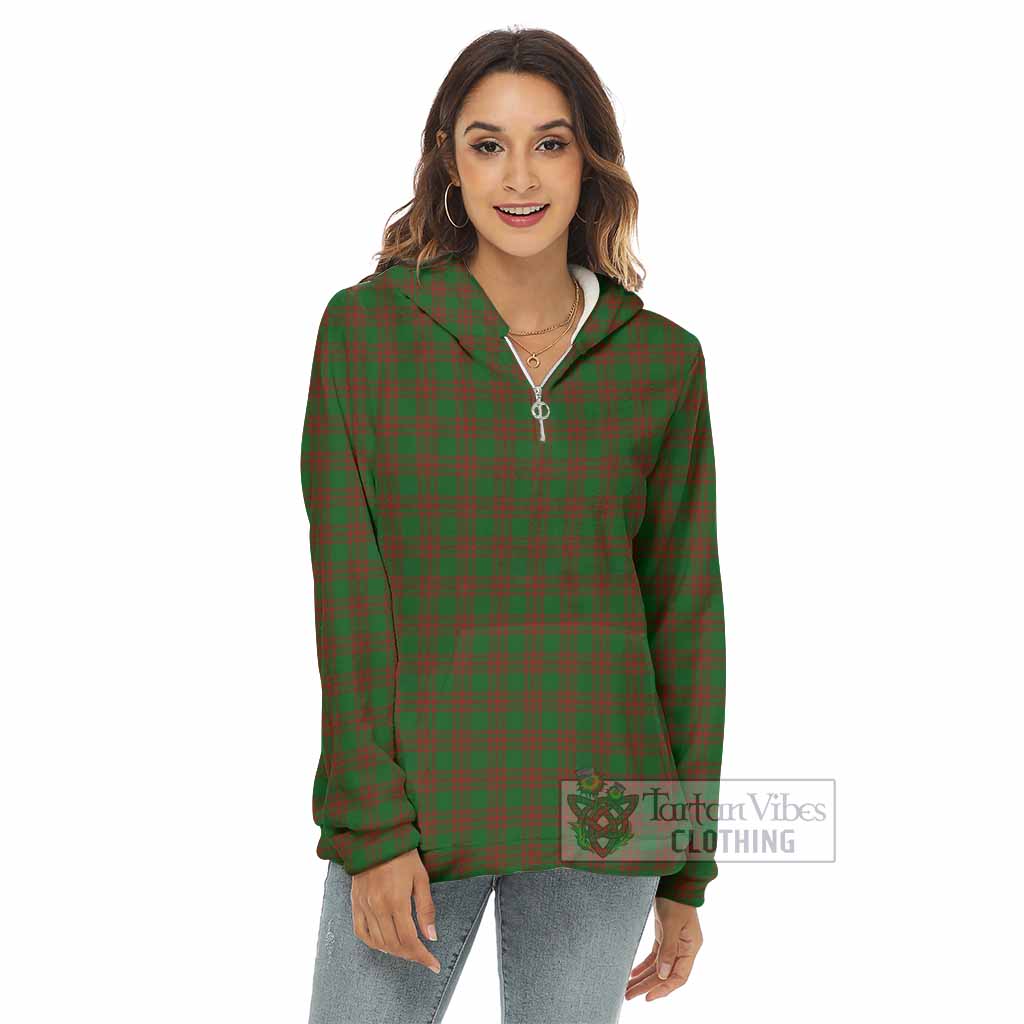 Menzies Tartan Women's Borg Fleece Hoodie with Half Zip - Tartan Vibes Clothing