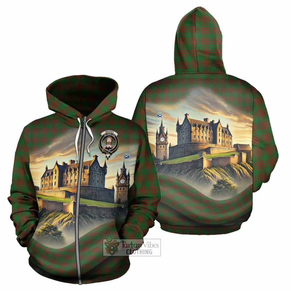 Menzies Tartan Family Crest Hoodie with Scottish Ancient Castle Style Zip Hoodie - Tartan Vibes Clothing