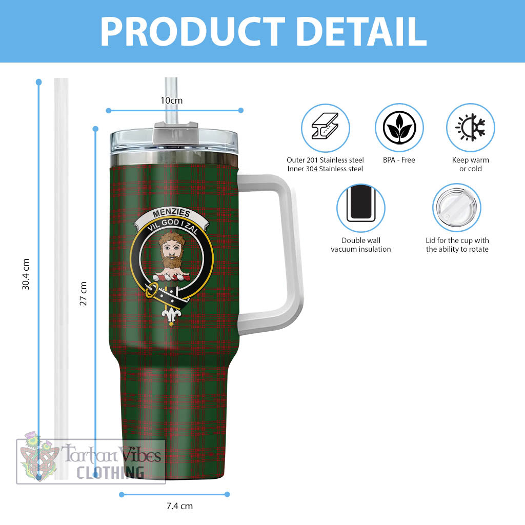 Tartan Vibes Clothing Menzies Tartan and Family Crest Tumbler with Handle
