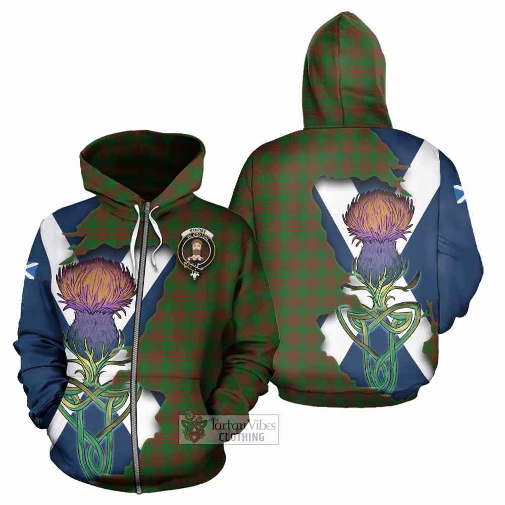 Menzies Tartan Family Crest Hoodie Scottish Thistle Celtic Inspired Zip Hoodie - Tartan Vibes Clothing