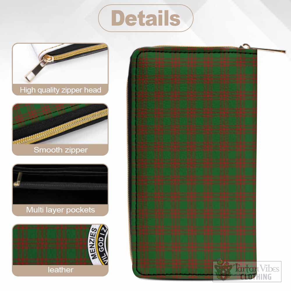 Menzies Tartan Women's Leather Wallet with Family Crest - Tartan Vibes Clothing