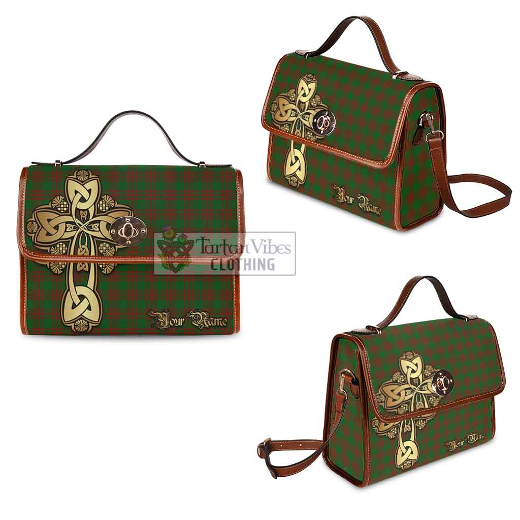 Tartan Vibes Clothing Menzies Tartan Waterproof Canvas Bag Golden Thistle Celtic Cross Style