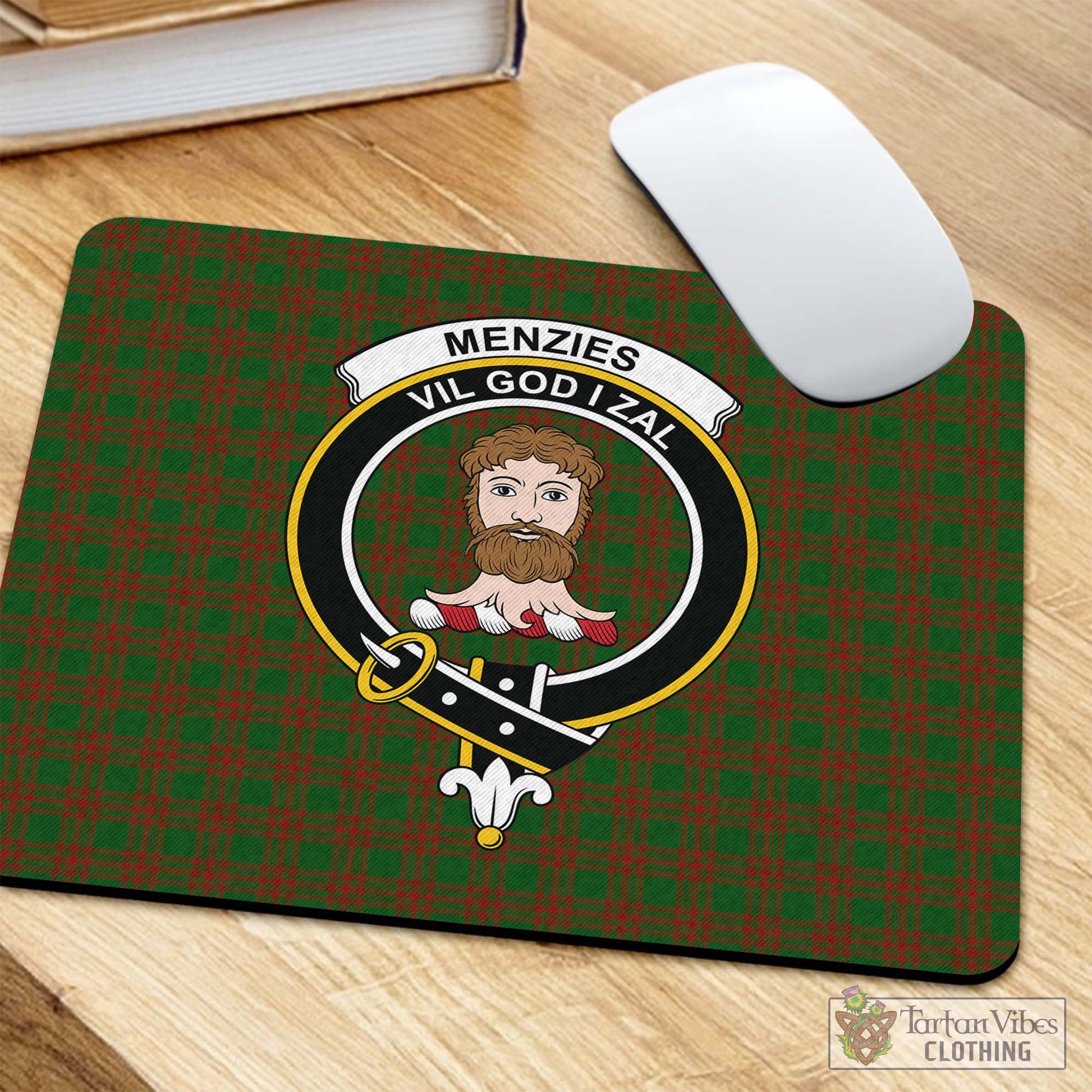 Tartan Vibes Clothing Menzies Tartan Mouse Pad with Family Crest