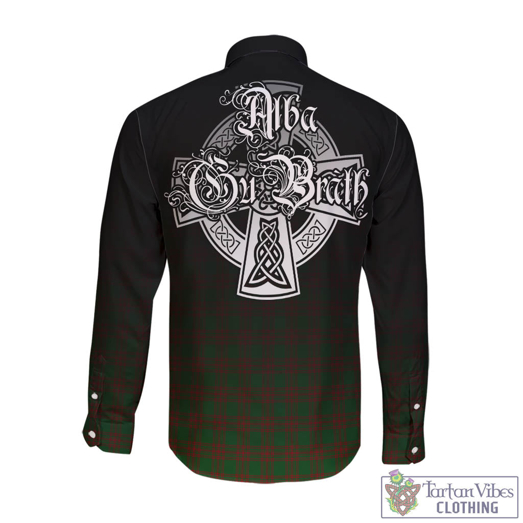 Menzies Tartan Long Sleeve Button Up Featuring Alba Gu Brath Family Crest Celtic Inspired - Tartan Vibes Clothing