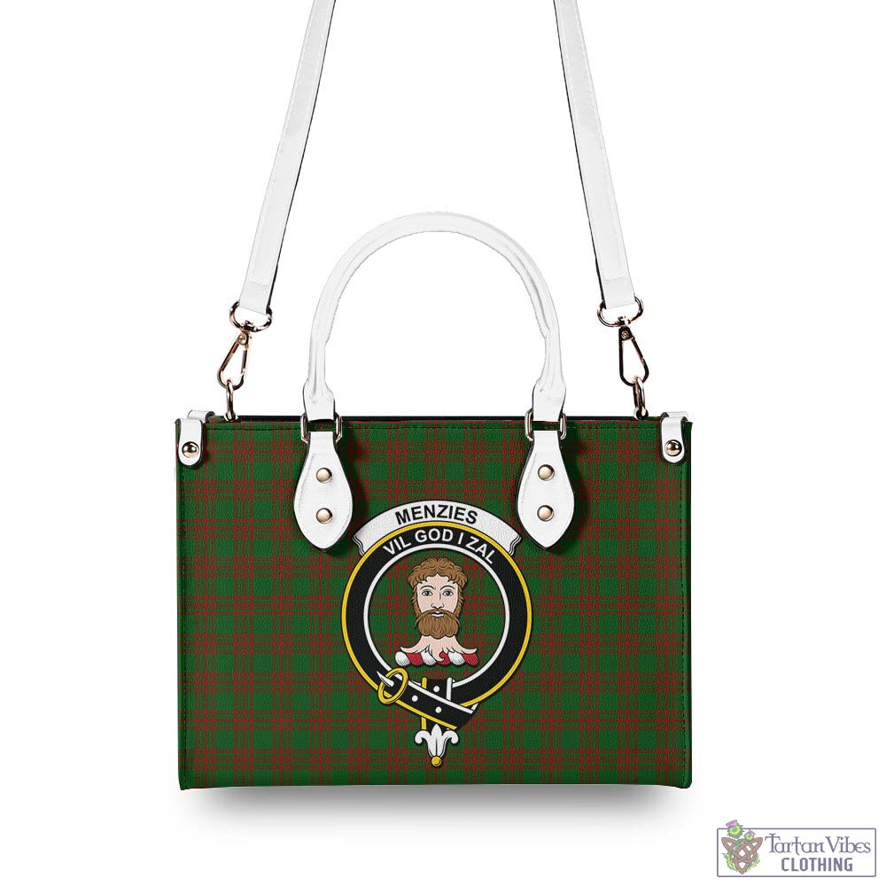 Tartan Vibes Clothing Menzies Tartan Luxury Leather Handbags with Family Crest