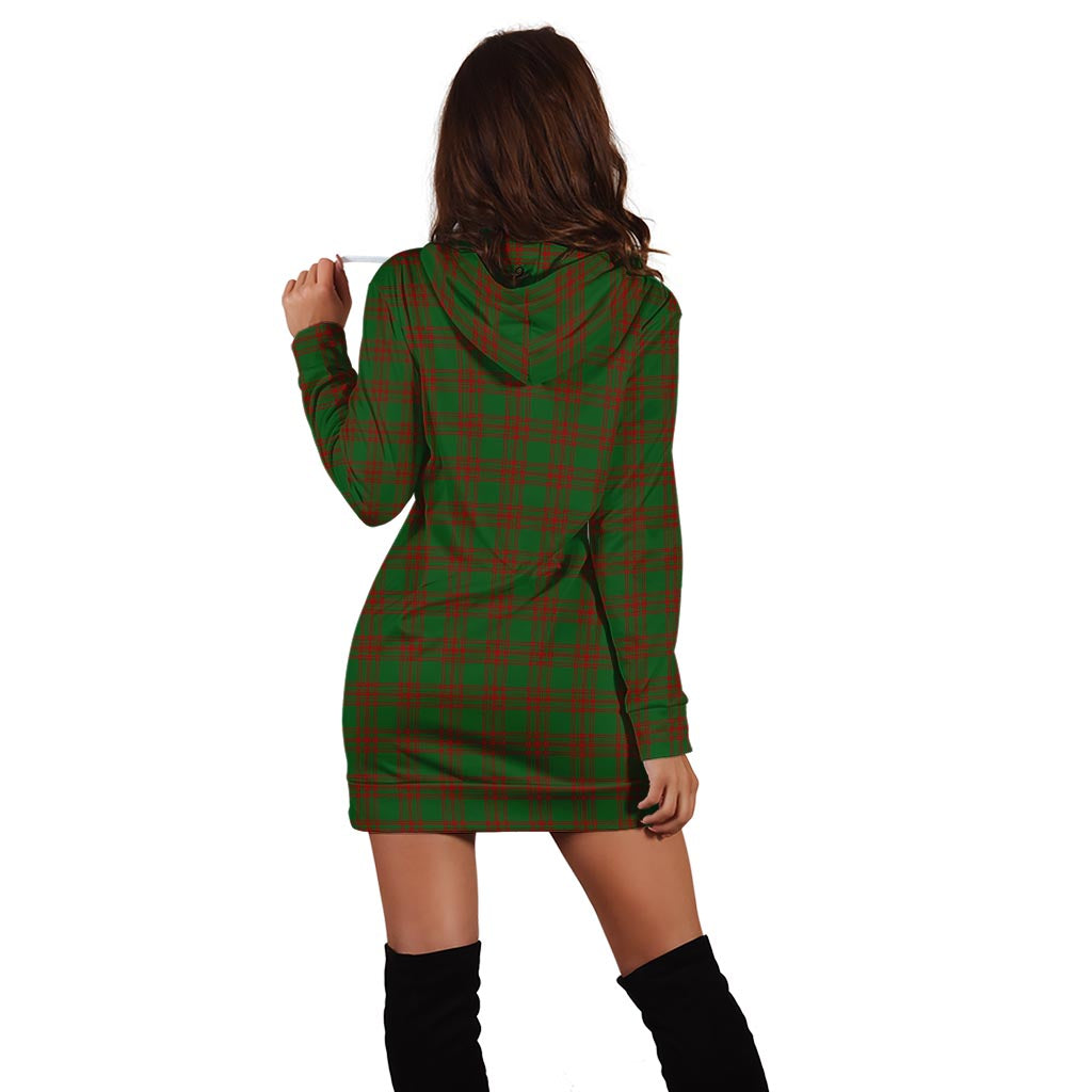 Menzies Tartan Hoodie Dress with Family Crest - Tartan Vibes Clothing