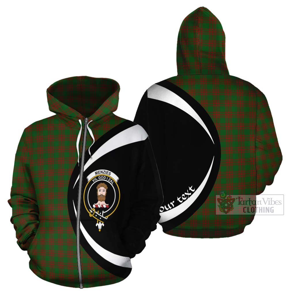 Menzies Tartan Cotton Hoodie with Family Crest Circle Style - Tartan Vibes Clothing
