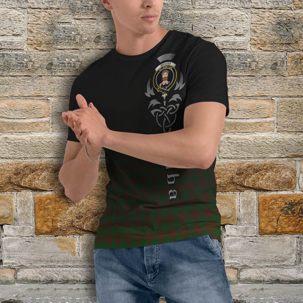 Menzies Tartan T-Shirt Featuring Alba Gu Brath Family Crest Celtic Inspired - Tartan Vibes Clothing