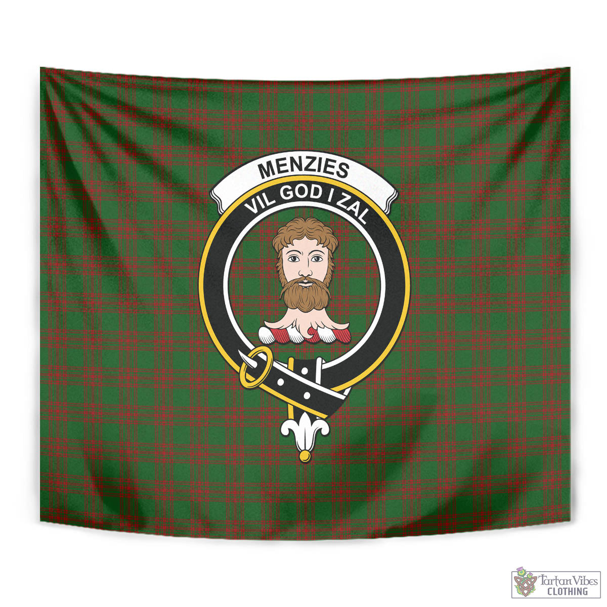 Tartan Vibes Clothing Menzies Tartan Tapestry Wall Hanging and Home Decor for Room with Family Crest