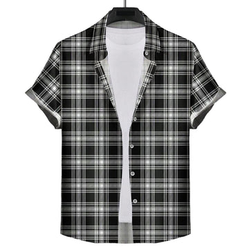 Menzies Black and White Tartan Short Sleeve Button Down Shirt
