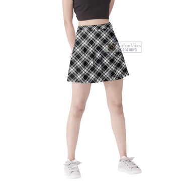 Menzies Black and White Tartan Women's Plated Mini Skirt