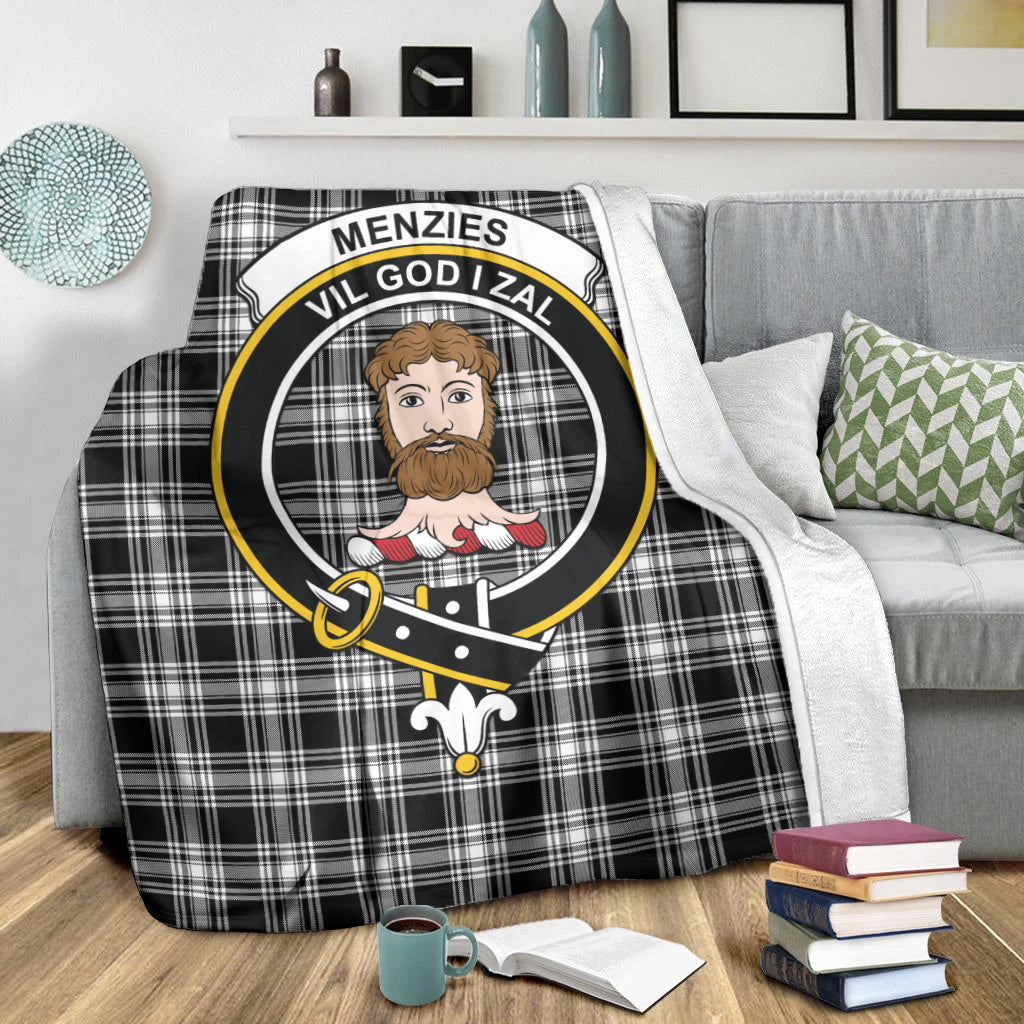 menzies-black-and-white-tartab-blanket-with-family-crest