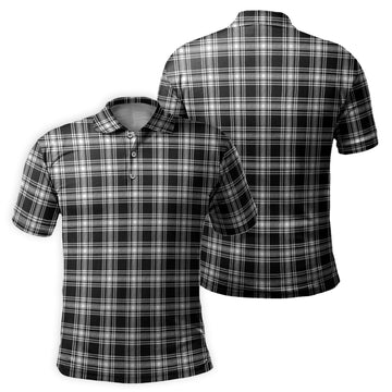 Menzies Black and White Tartan Mens Polo Shirt