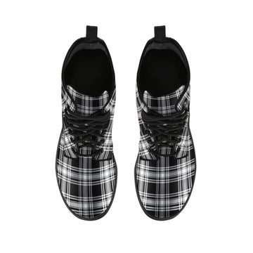 Menzies Black and White Tartan Leather Boots