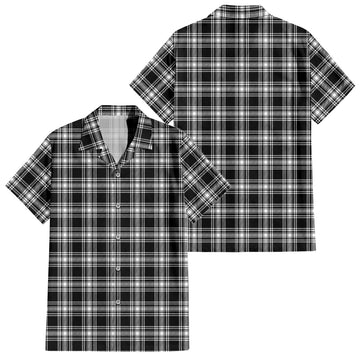 Menzies Black and White Tartan Short Sleeve Button Down Shirt