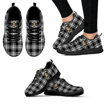 Menzies Black and White Tartan Sneakers with Family Crest