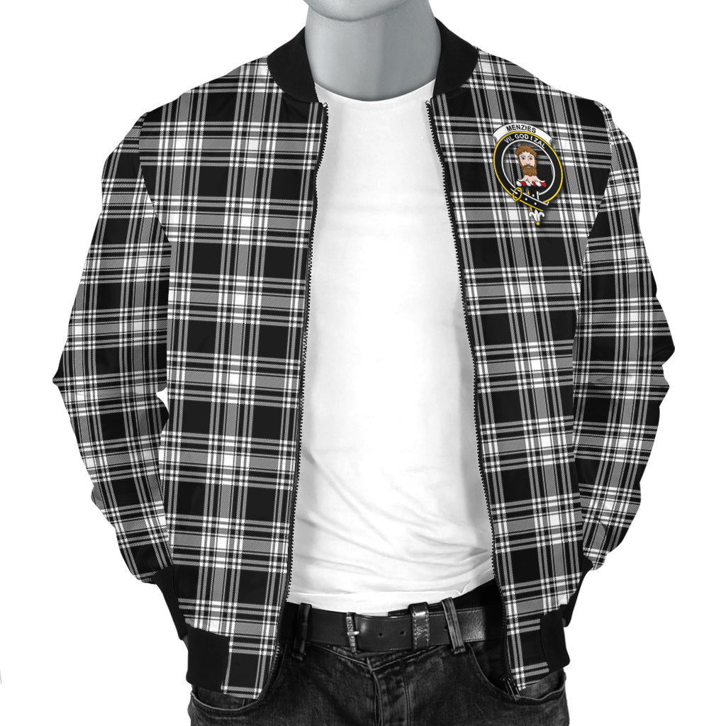 menzies-black-and-white-tartan-bomber-jacket-with-family-crest