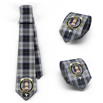 Menzies Black Dress Tartan Classic Necktie with Family Crest