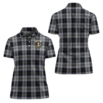 Menzies Black Dress Tartan Polo Shirt with Family Crest For Women